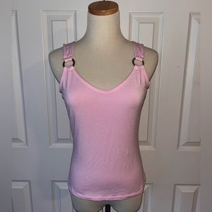 Pink Thick Strap Tank w/Metal O-Ring Detail By INC